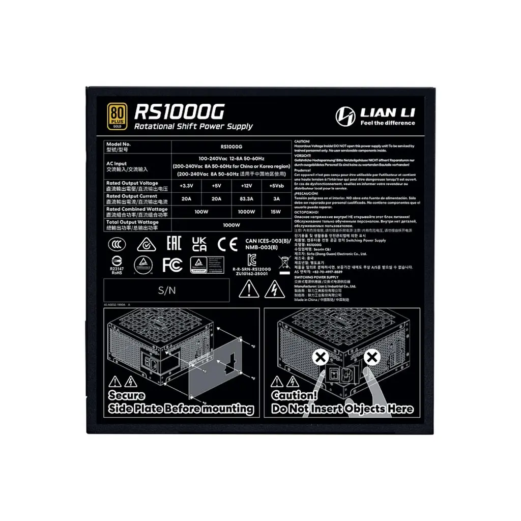 Блок живлення Lian Li Edge Gold 1000W (G9P.EG1000G.BH00.EU) Black (G9P.RS1000G.BH00.EU) - фото 7