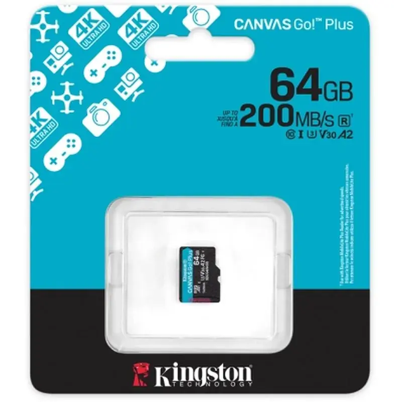 Карта пам'яті Kingston 64GB microSDXC сlass 10 UHS-I U3 V30 A2 Canvas Go Plus G4 (SDCG4/64GBSP) - фото 3