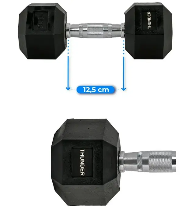 Гантель шестигранная Thunder 10 кг (HEXAGONAL-DUMBBELLS-10KG) - фото 6