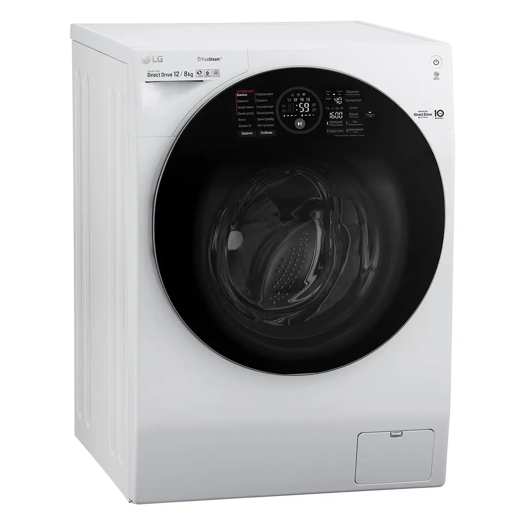 Стирально-сушильная машина LG FH6G1BCH2N, 12кг (8кг), 1600, A, Пар, глубина 64см, Дисплей, Инвертор, Белый (FH6G1BCH2N) - фото 3
