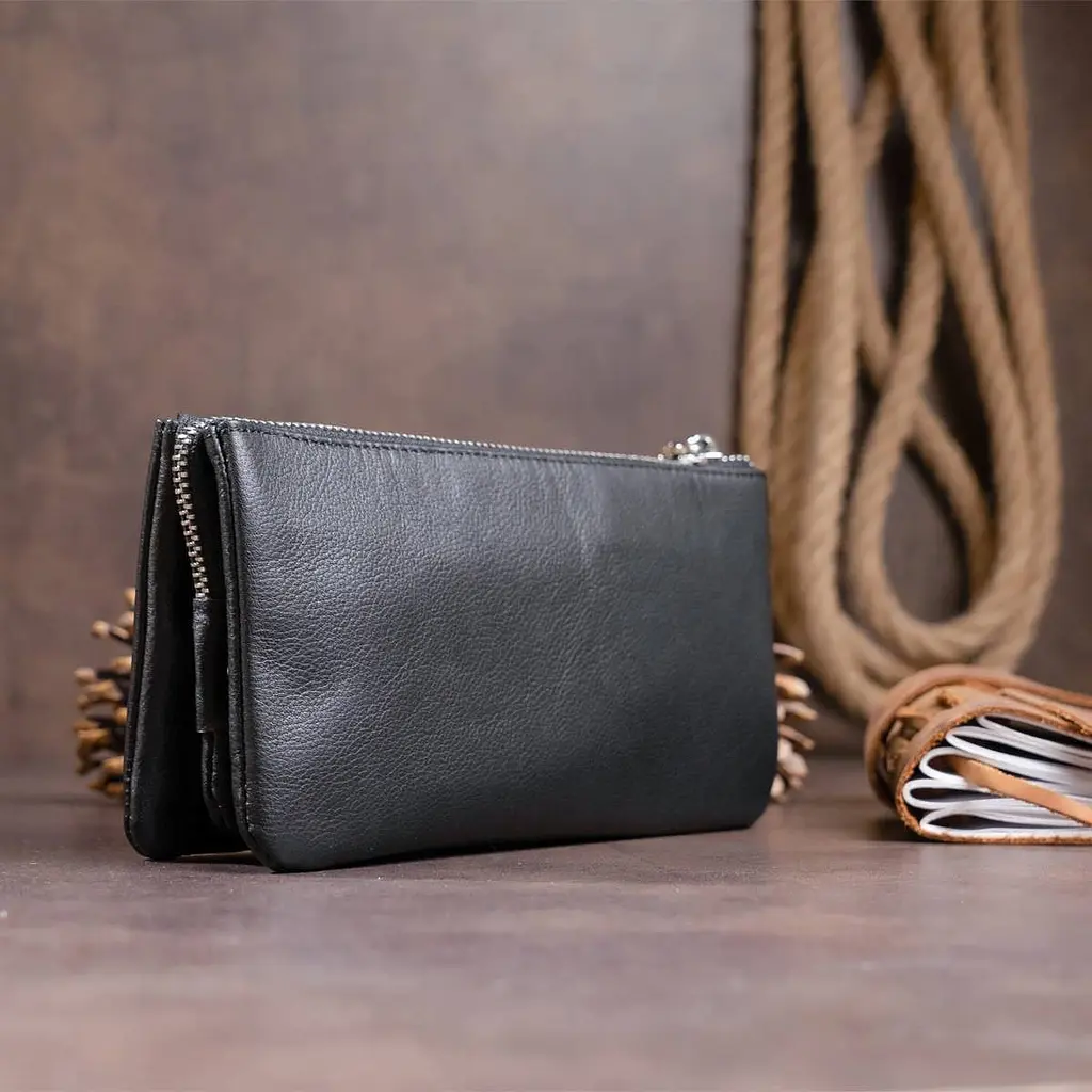 Місткий клатч на два відділення жіночий ST Leather 19246 чорний - фото 10