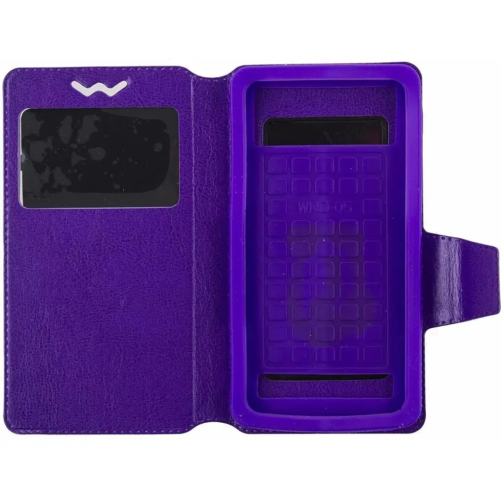 Чохол-книжка Toto Book Silicone Slide Universal Cover With Window 4.5"-4.8" Purple - фото 3