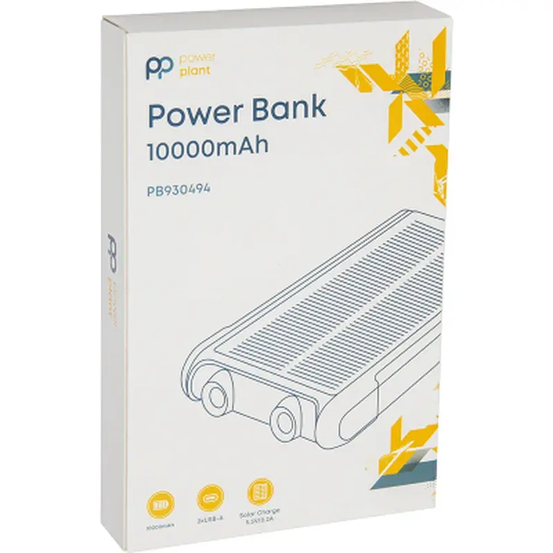 Батарея універсальна PowerPlant 10000mAh, USB-A*2, + Solar 5.5V-0,2A (PB930494) - фото 3
