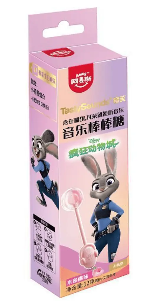 Льодяник Amos Tasty Sounds Audio Lollipop Zootopia Peach Flavour Джуді 12г - фото 4