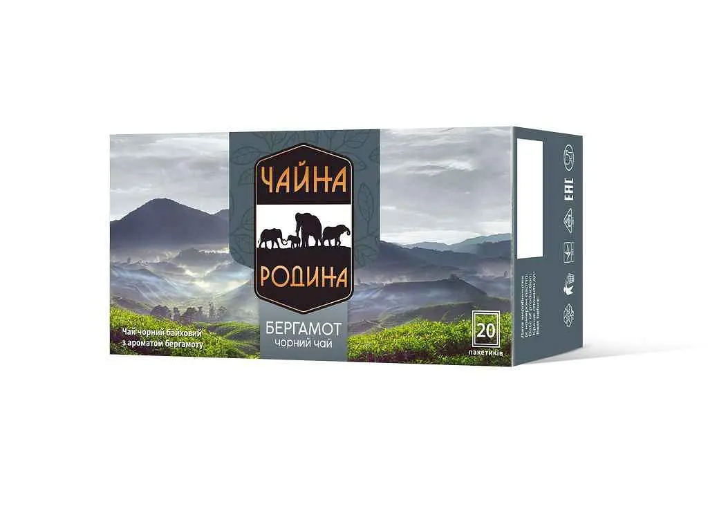Чай пакетований чорний Чайна Родина Бергамот 30 г (1,5 г) NEW 20 пакетиків