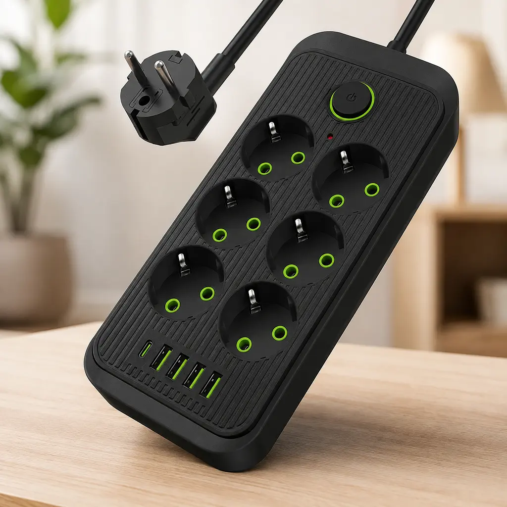Мережевий фільтр (подовжувач) / Power — Socket F06U 6 розеток 4 USB + Type-C чорний 26X-211 / Мережевий подовжувач розеток - фото 4