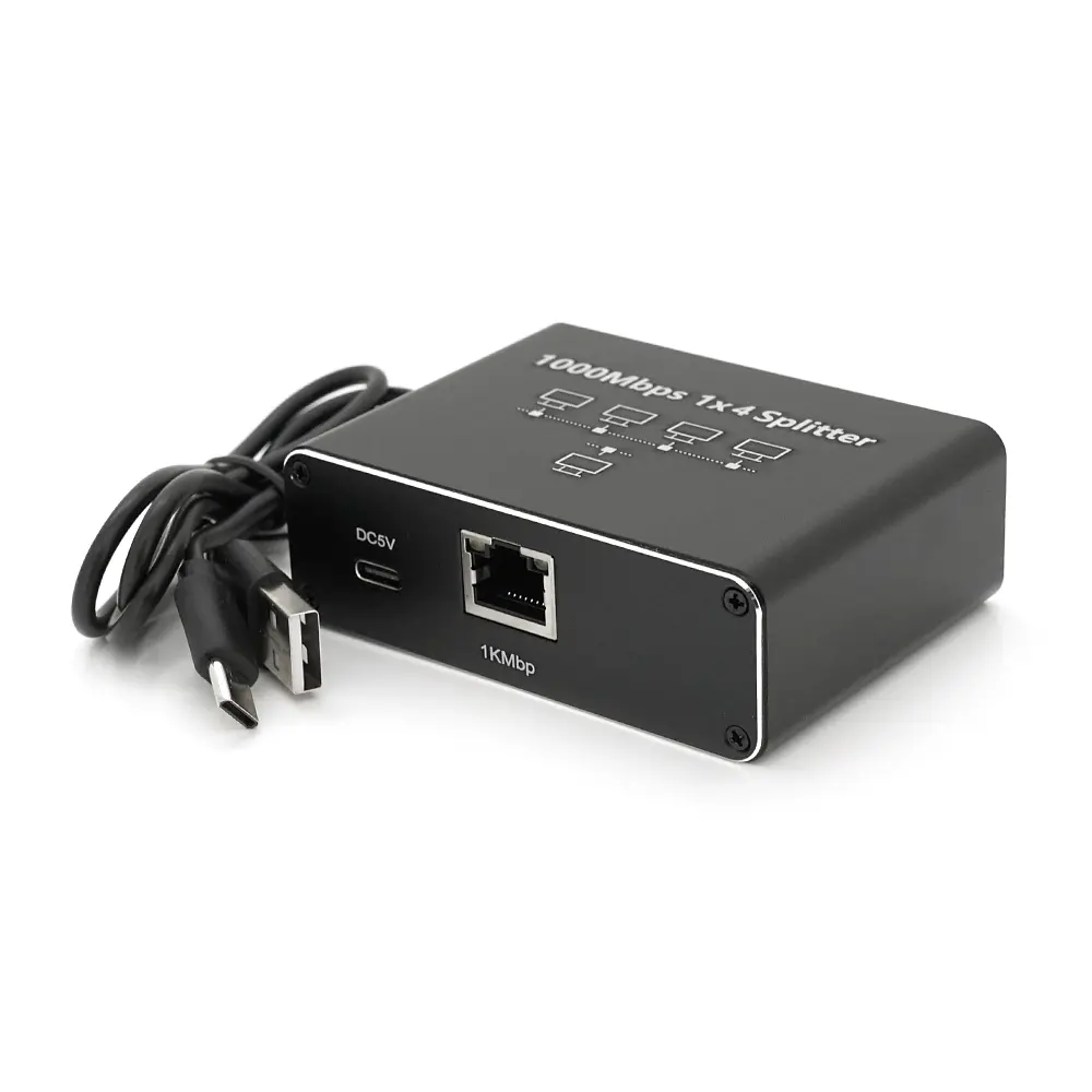 Активний RJ 45 сплітер 1=>4 порти, підтримує 1000 Mbps, with Type-C power supply - фото 4