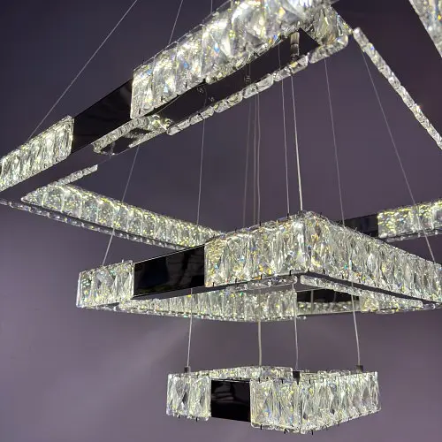 Люстра Linisoln 7965-60x40x20 CH метал, кришталь, LED, 100Вт, 15-17м², пульт dimmer, висота 120-50 см, ширина 60x40x20 см - фото 4