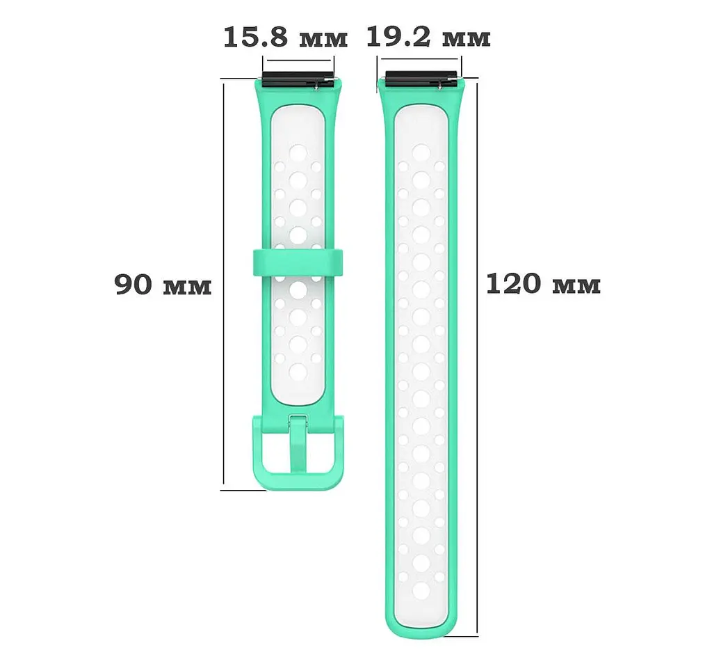 Силиконовый ремешок Primolux Perfor Classic для фитнеса браслета Huawei Band 7- Teal White - фото 6
