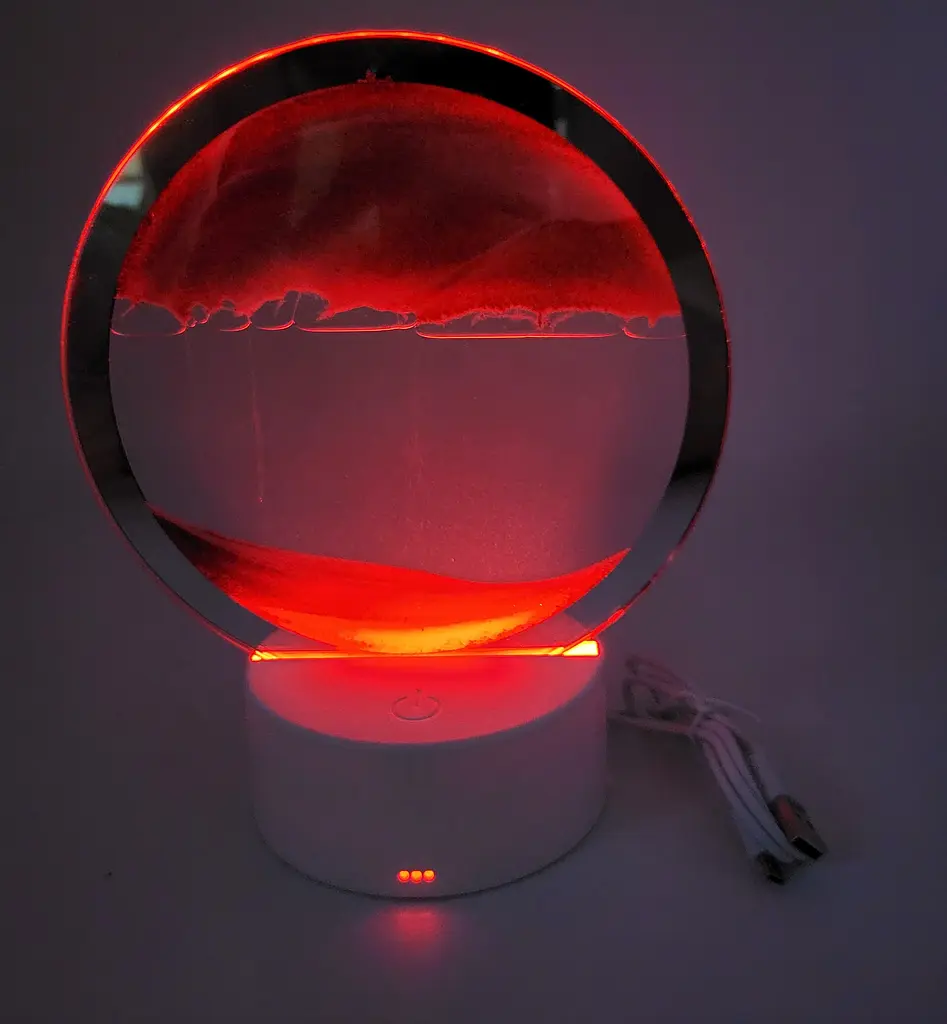 Настільна LED лампа нічник RGB пісочний годинник Картина рухомий пісок USB світильник UKC 3D Sandscape червоний - фото 5