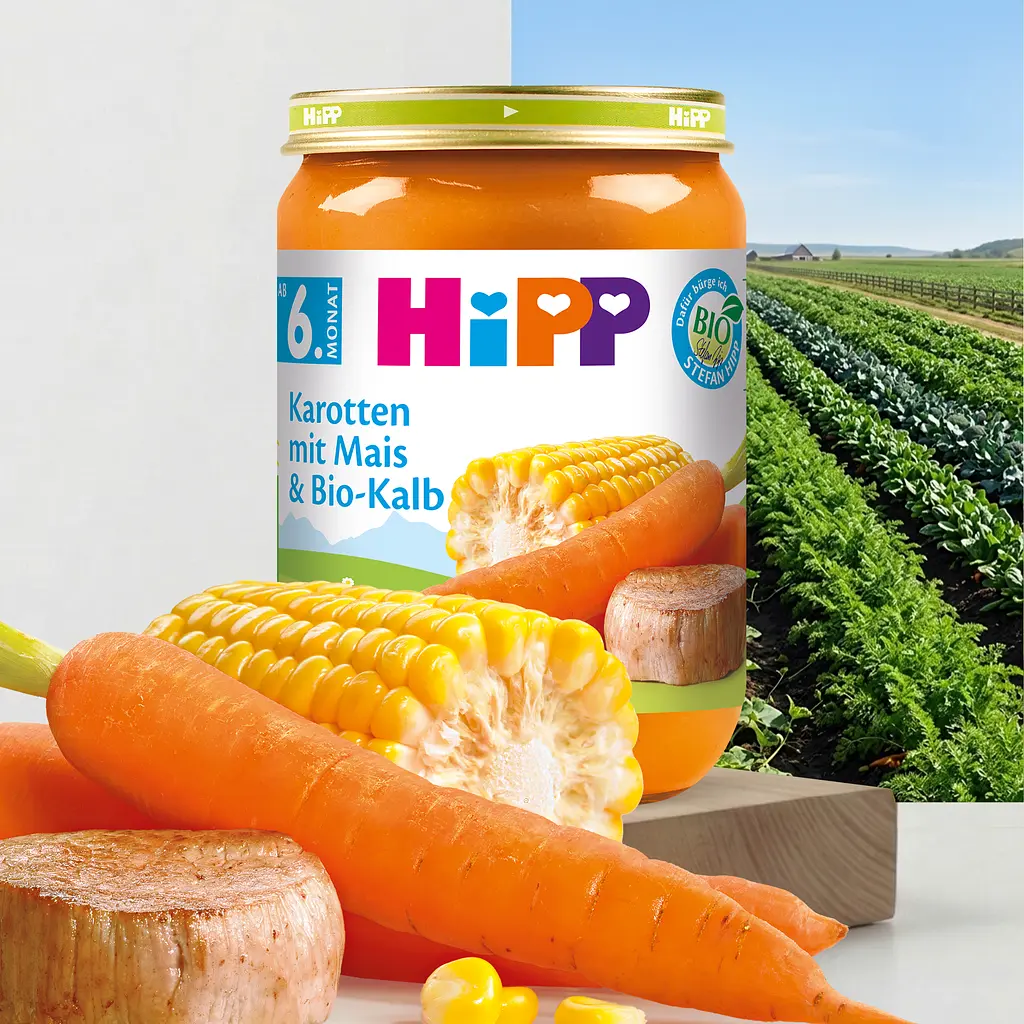 Органічне пюре НіРР морква з кукурудзою та органічною телятиною 190 г - фото 2