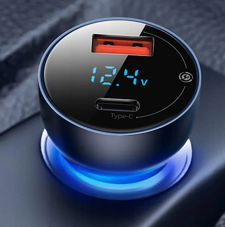 АЗУ Baseus Particular Digital Display QC+PPS Dual Quick Charger Car Charger 65W Dark Gray - фото 3