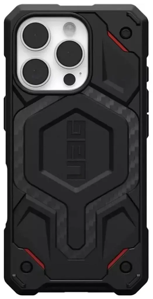 Оригінальний протиударний чохол UAG Monarch для iPhone 16 Pro Max (6.9") Carbon Fiber Red 1144911F4242