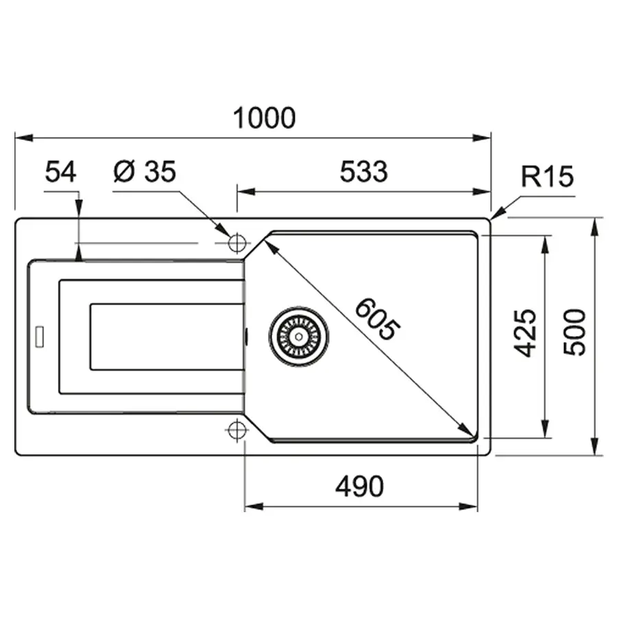 Кухонная мойка Franke Urban UBG 611-100 XL (114.0701.796) гранитная - врезная - оборотная - Чёрный матовый - (пластиковый коландер в комлекте) - фото 2