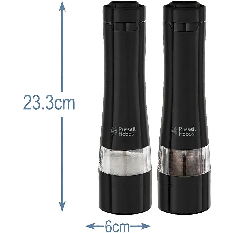 Russell Hobbs Млини для солі та перцю, ААх4, керамічні жернова, чорний - фото 4