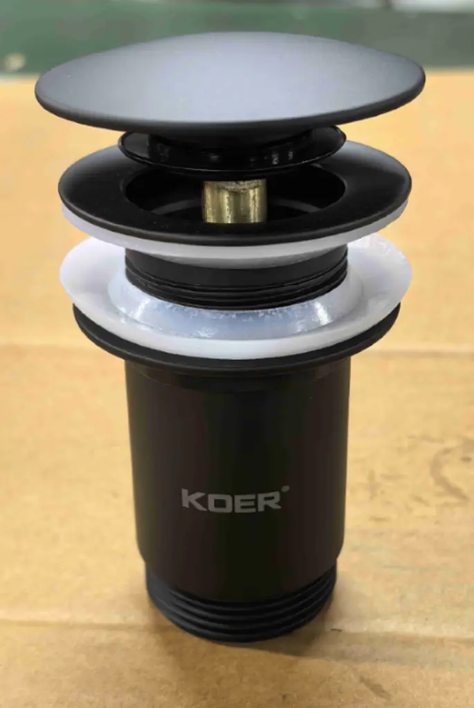 Донний клапан для раковини Koer PW-08-05 без переливу автоматичний Click-Clack 1 1/4″ Чорний KR5789 - фото 11
