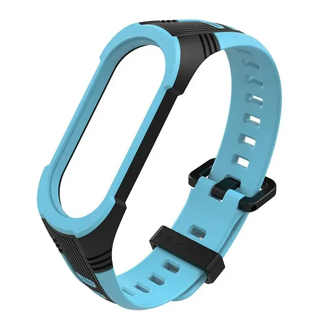 Силіконовий ремінець Primo Mijobs Perfor Classic для фітнес браслета Xiaomi Mi Smart Band 5 Black-Blue - фото 2