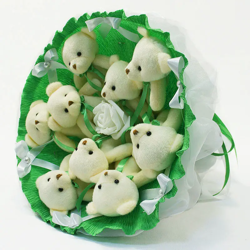 Букет из игрушек Мишки изумрудный 5352IT с 9ю игрушками. - фото 3