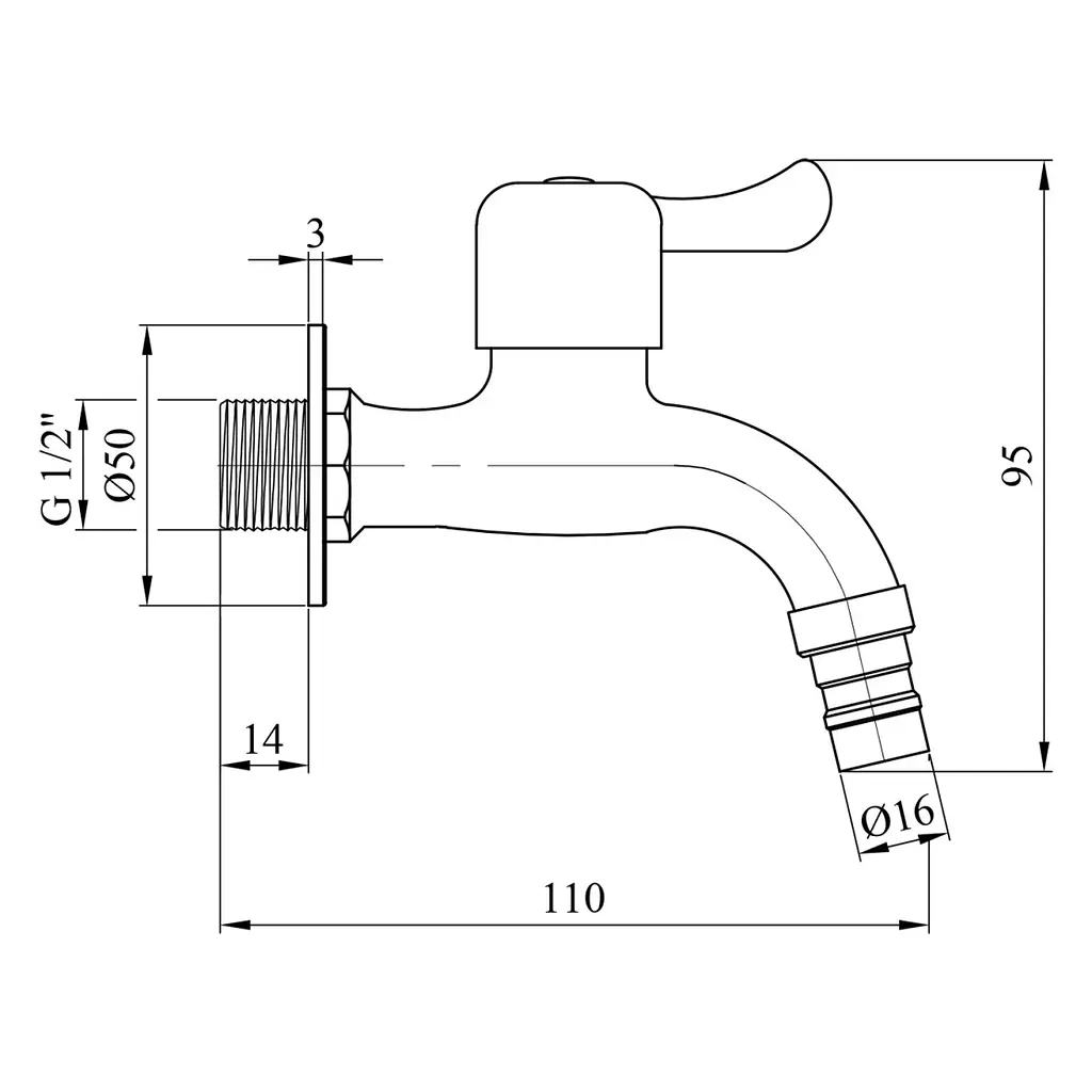 Кран для поливу Kroner KRP Edelstahl Klassisch - ESG099 1/2'' ЗР (CV022964) - фото 3