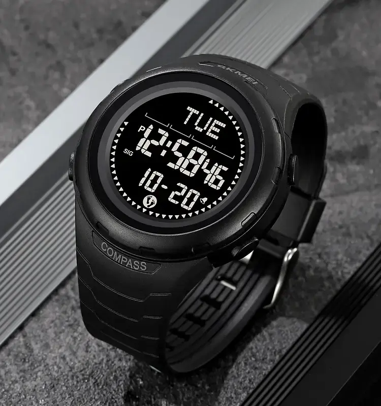 Годинник чоловічий наручний спортивний Skmei 2166 Compass з компасом і крокоміром (Чорний) - фото 4