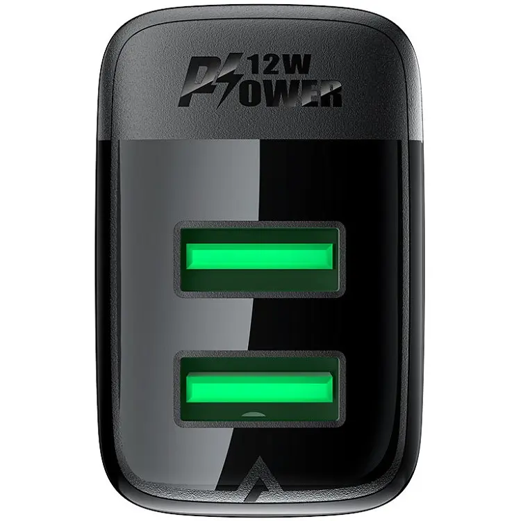 Зарядний пристрій 2xUSB 12W (2xUSB-A) A86 Чорний Acefast - фото 5