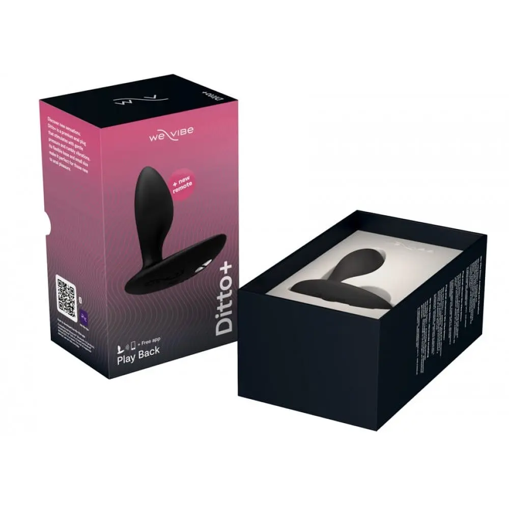 Анальна пробка з вібрацією We-Vibe Ditto+ Satin Black з пультом та керуванням з телефону - фото 10