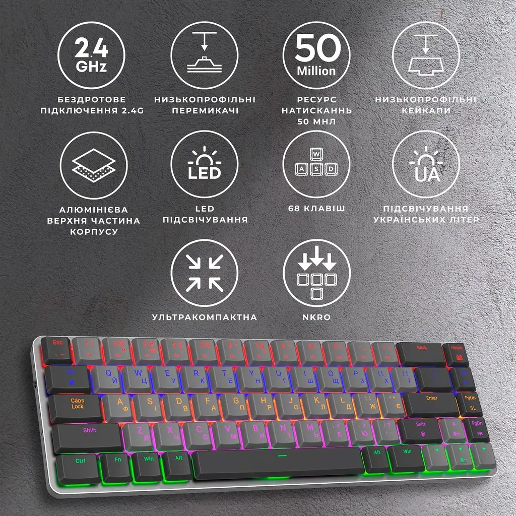 Клавиатура GamePro MK122R Red Outemu Switch Dark Gray [121472] - фото 12