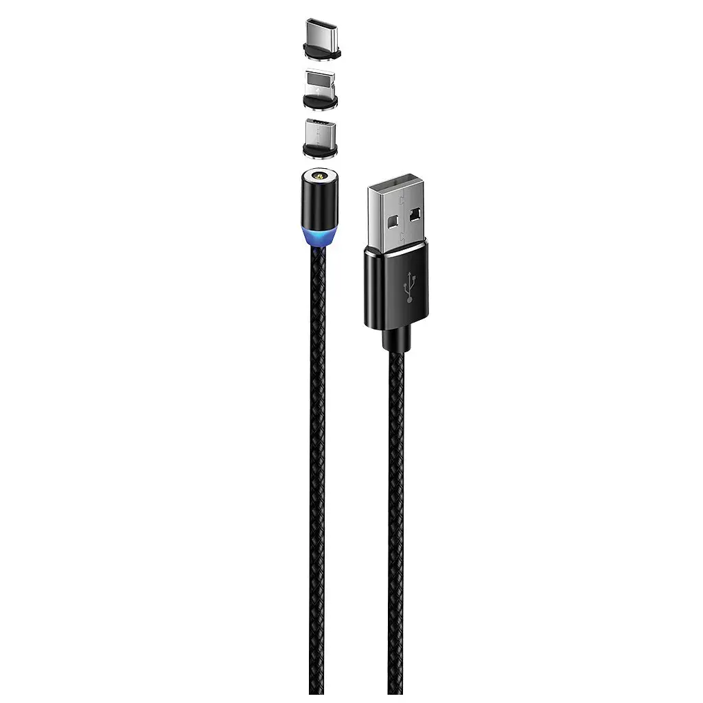 Дата кабель USB 2.0 AM to Lightning + Micro 5P + USB-C 1.0m Magnet only charge ColorWay (CW-CBUU020-BK) - фото 2