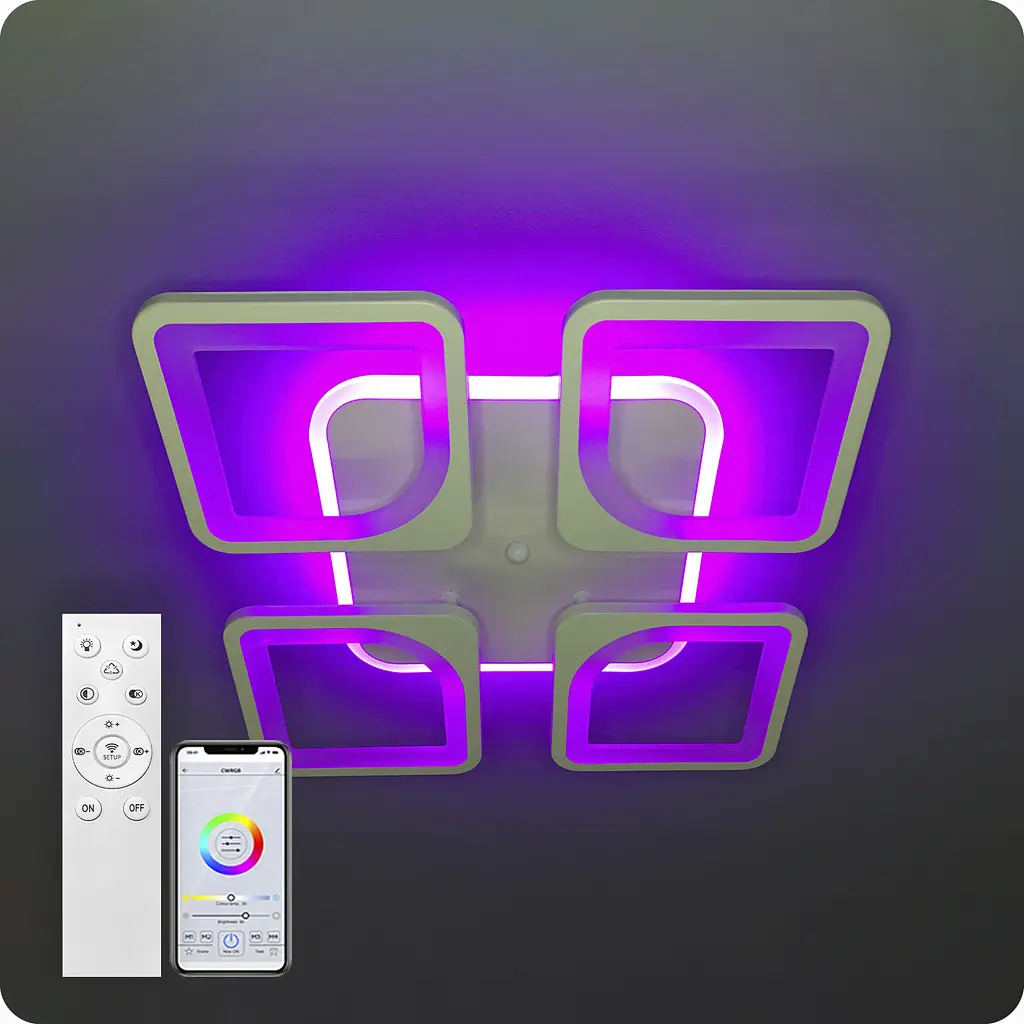 Люстра світлодіодна 517 Light 3color з пультом 96Вт Білий (01721) - фото 6