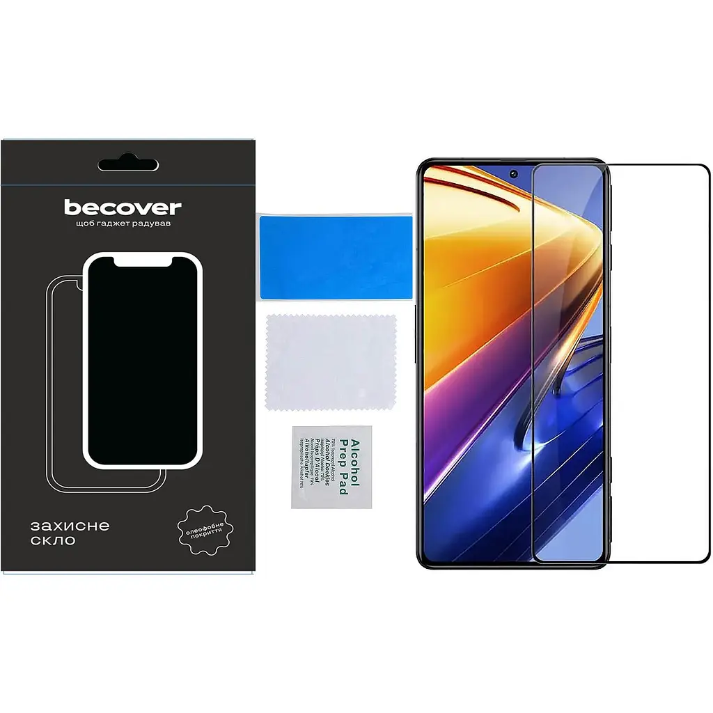 Захисне скло BeCover для Poco F4 Black (709274) - фото 2