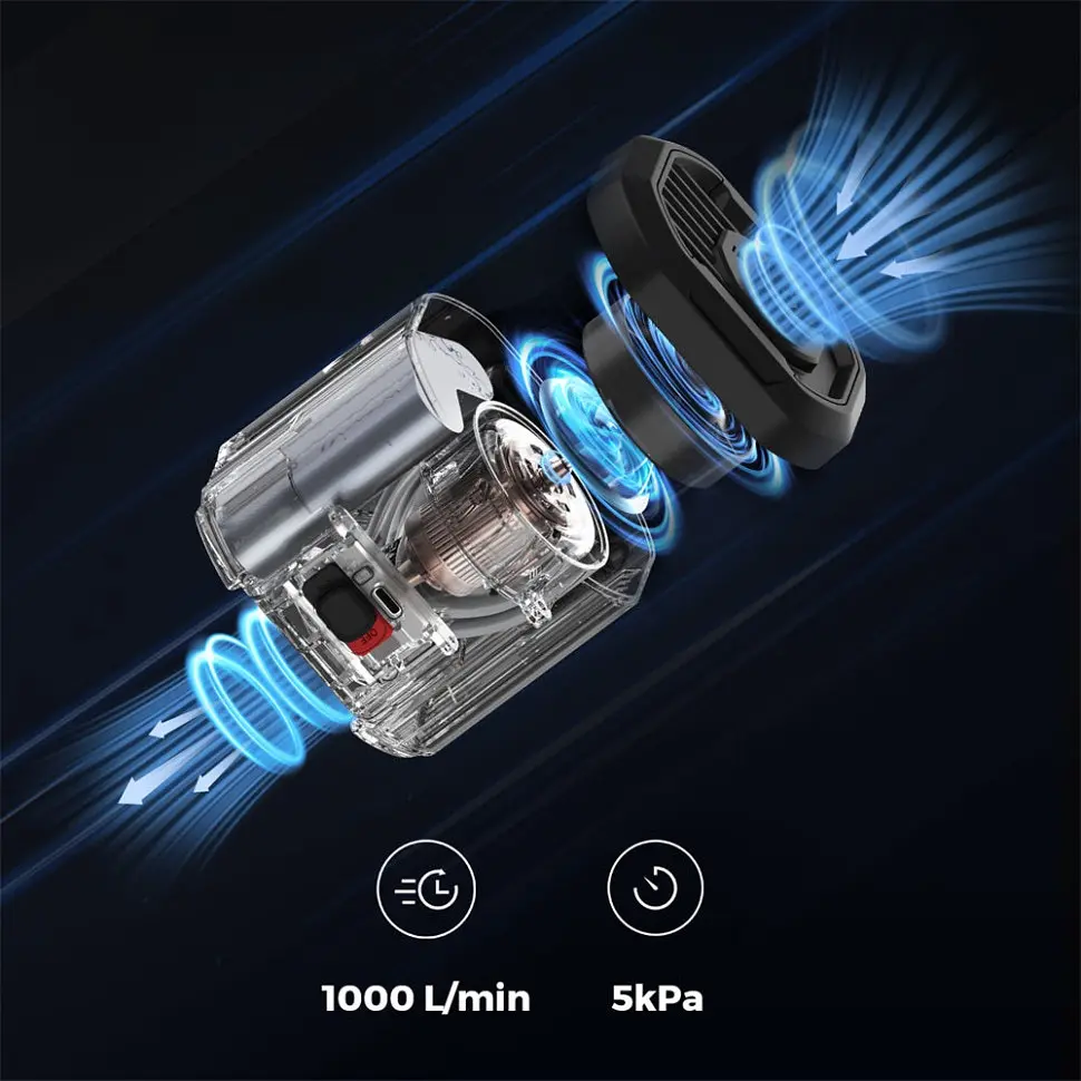 Портативний повітряний насос Flextail Evo Pump 3, 1000 л/хв, чорний - фото 4