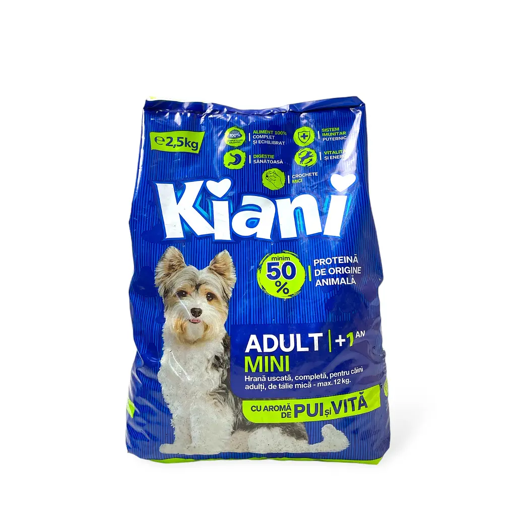 Сухий корм для дорослих собак маленьких порід Kiani Adult Mini 2,5 кг зі смаком курки з яловичиною