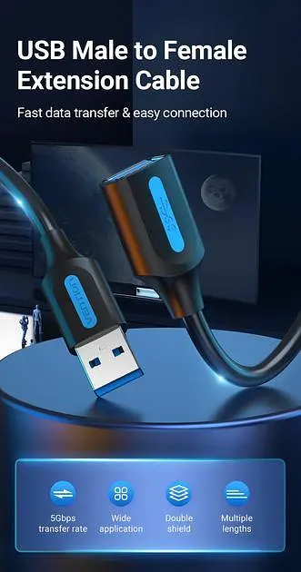 Кабель Vention USB 3.0 - OTG USB3.0 0.5 м Black (CBHBD) - фото 2