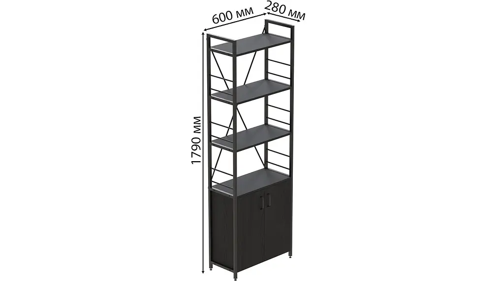 Етажерка 4/60 Серії Конект з тумбою 179x60x28 Чорний ДСП Сосна Кембра FRD-104486 - фото 3