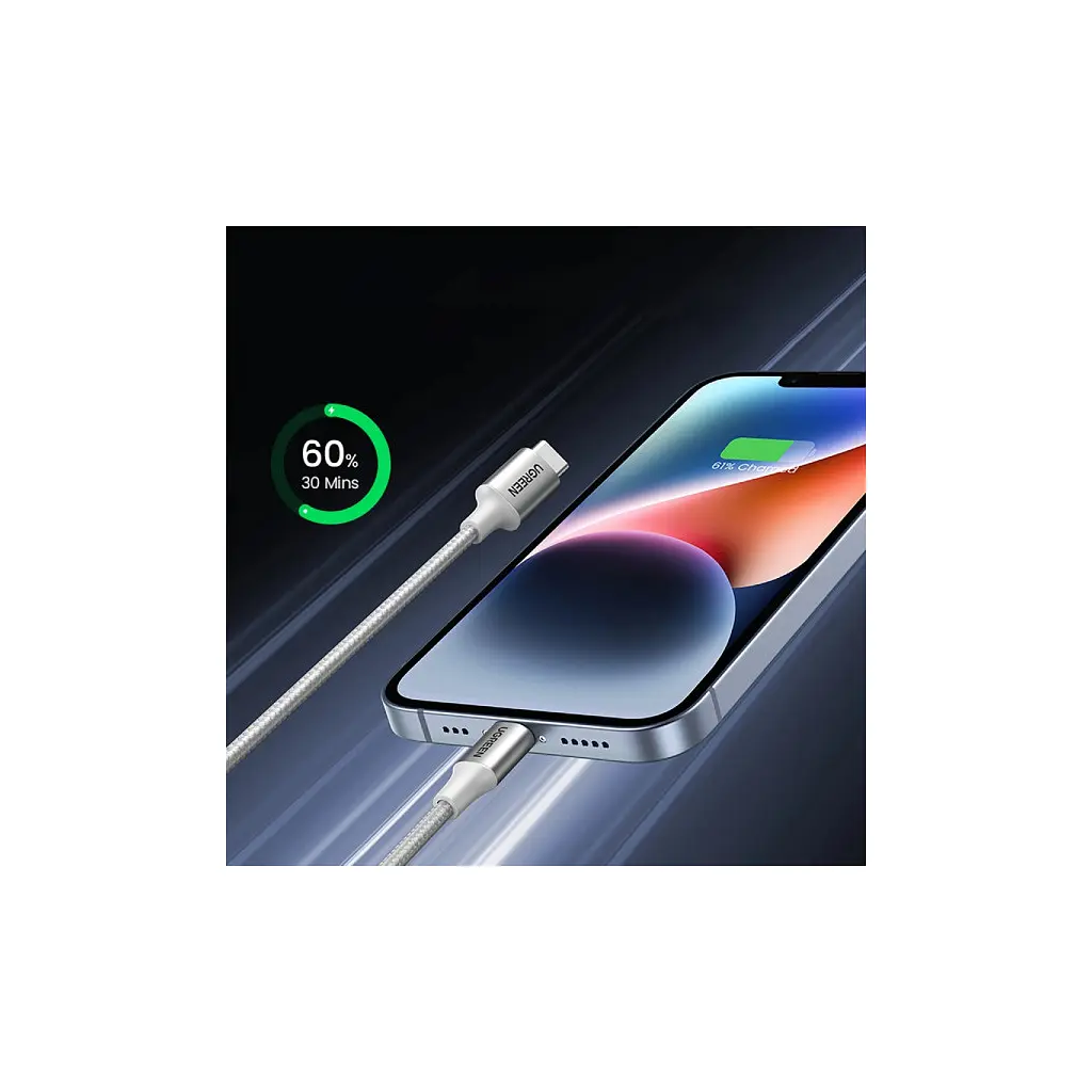 Дата кабель USB-C to Lightning 1.0m 3A 60W US304 white UGREEN (70523) - фото 4