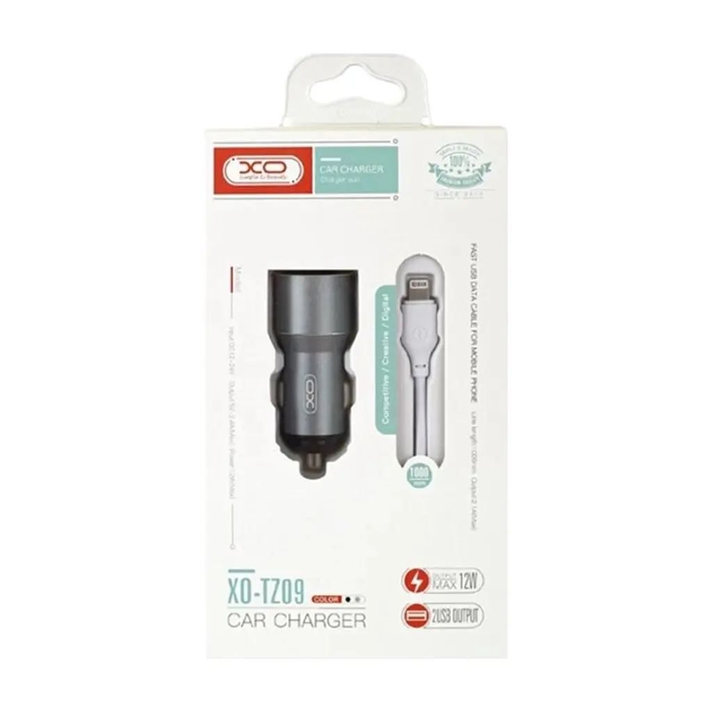 Зарядний пристрій XO 1xUSB + cable USB to Lightning TZ09 gray (6920680873517) - фото 2
