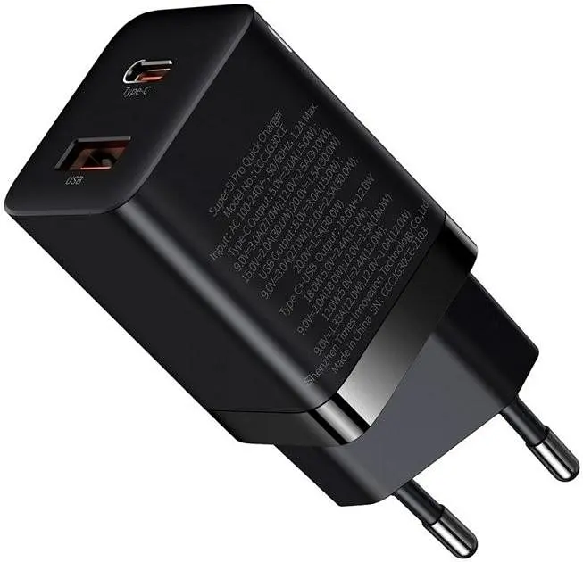 Мережевий зарядний пристрій Baseus Super Si ProC+U 30W чорний (CCSUPP-E01) - фото 2