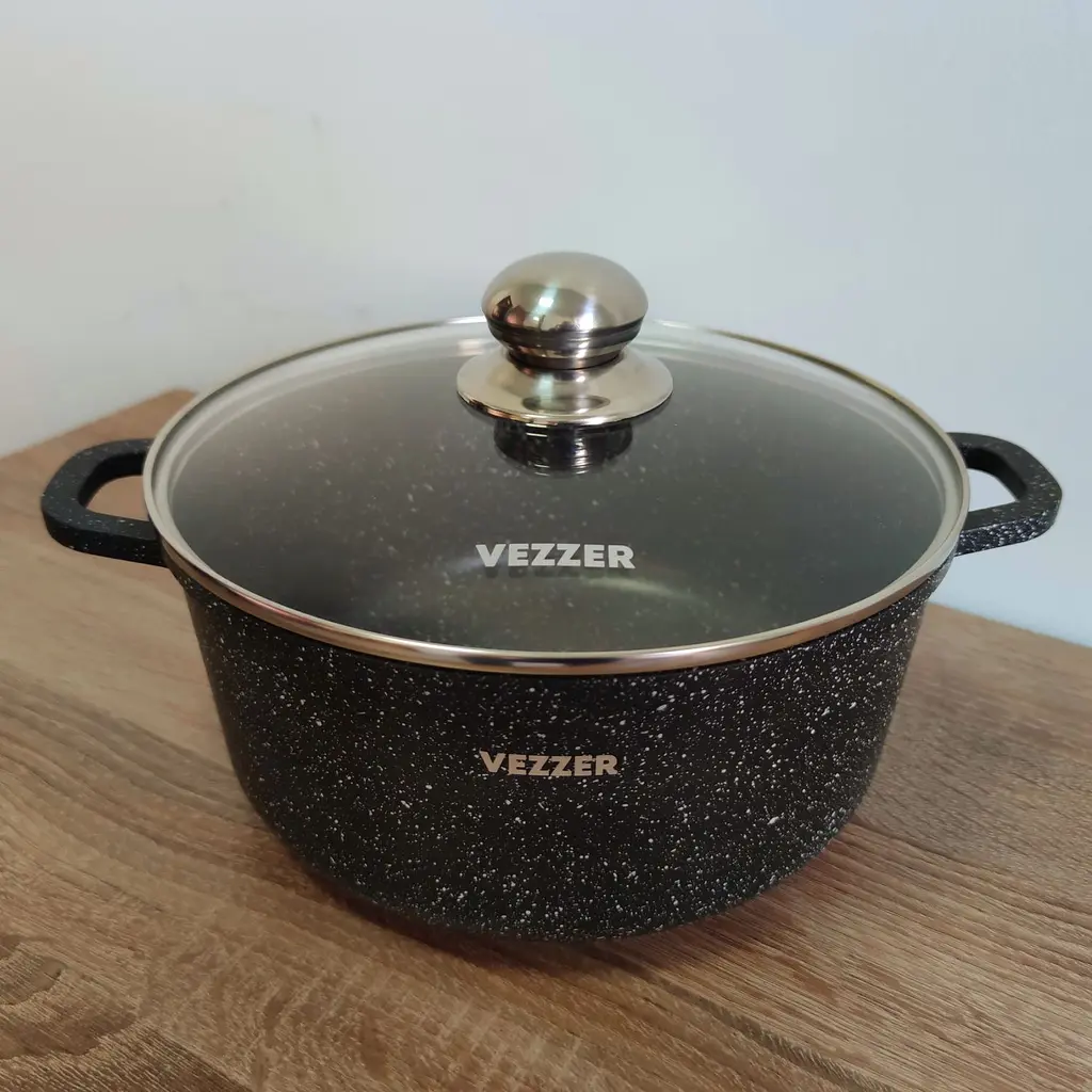 Каструля Vezzer з кришкою 30 см 7.9 л чорна (VZ8048) - фото 4