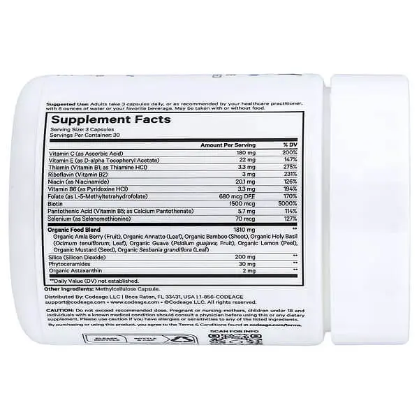 Комплекс для шкіри, волосся та нігтів Beauty Tonic 90 Capsules Codeage vit0005616 - фото 2