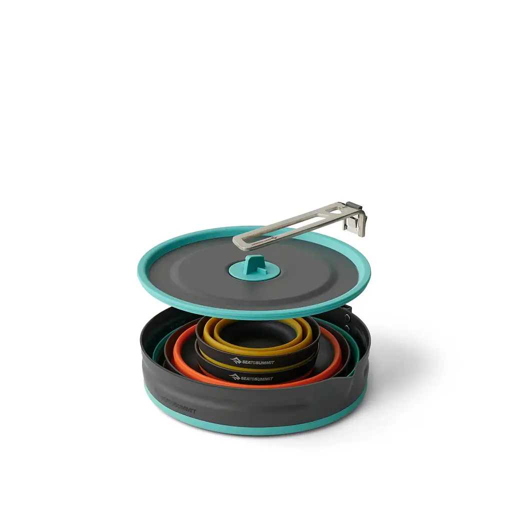 Набір посуду Sea to Summit Frontier UL Collapsible One Pot Cook Set w/ 2.2L Pot, на 2 персони (каструля+2 миски+2 чашки) Різнокольоровий - фото 2