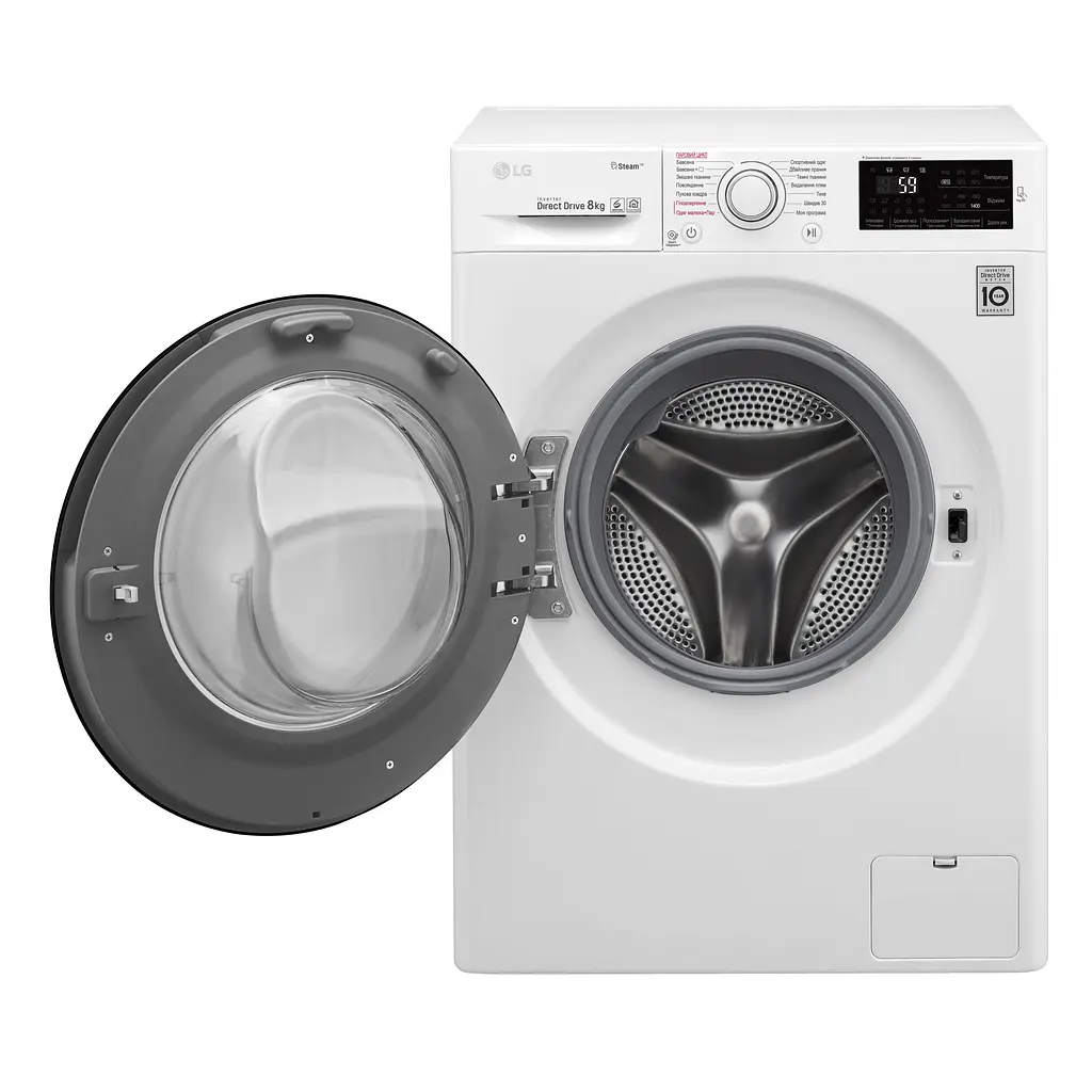 Пральна машина LG з фронтальним завантаженням F4M5TS6W, 8кг, 1400, A+++-30%, Пар, глибина 56см, Дисплей, Інвертор, Білий (F4M5TS6W) - фото 4