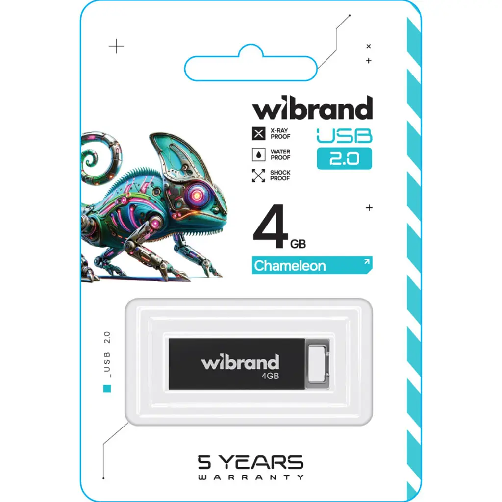 USB флеш накопичувач Wibrand 4GB Chameleon Black USB 2.0 (WI2.0/CH4U6B) - фото 2