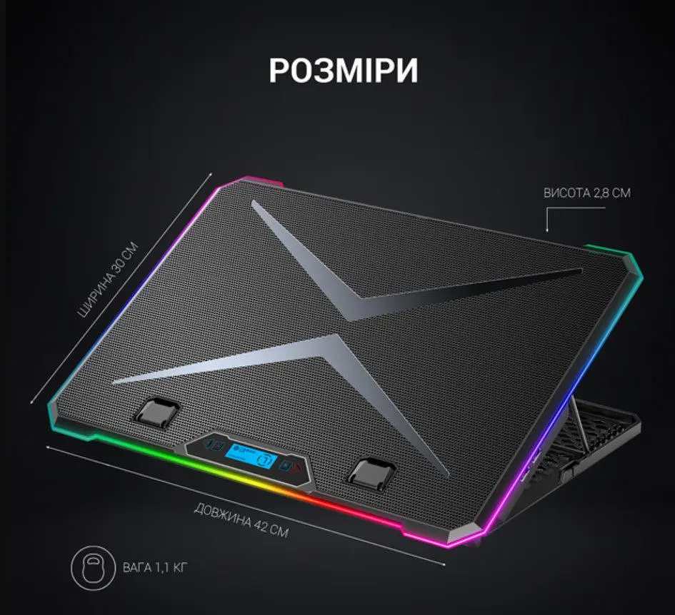Охолоджувальна підставка для ноутбука до 17,3 дюймів GamePro GPCP-940 6xfans - фото 11