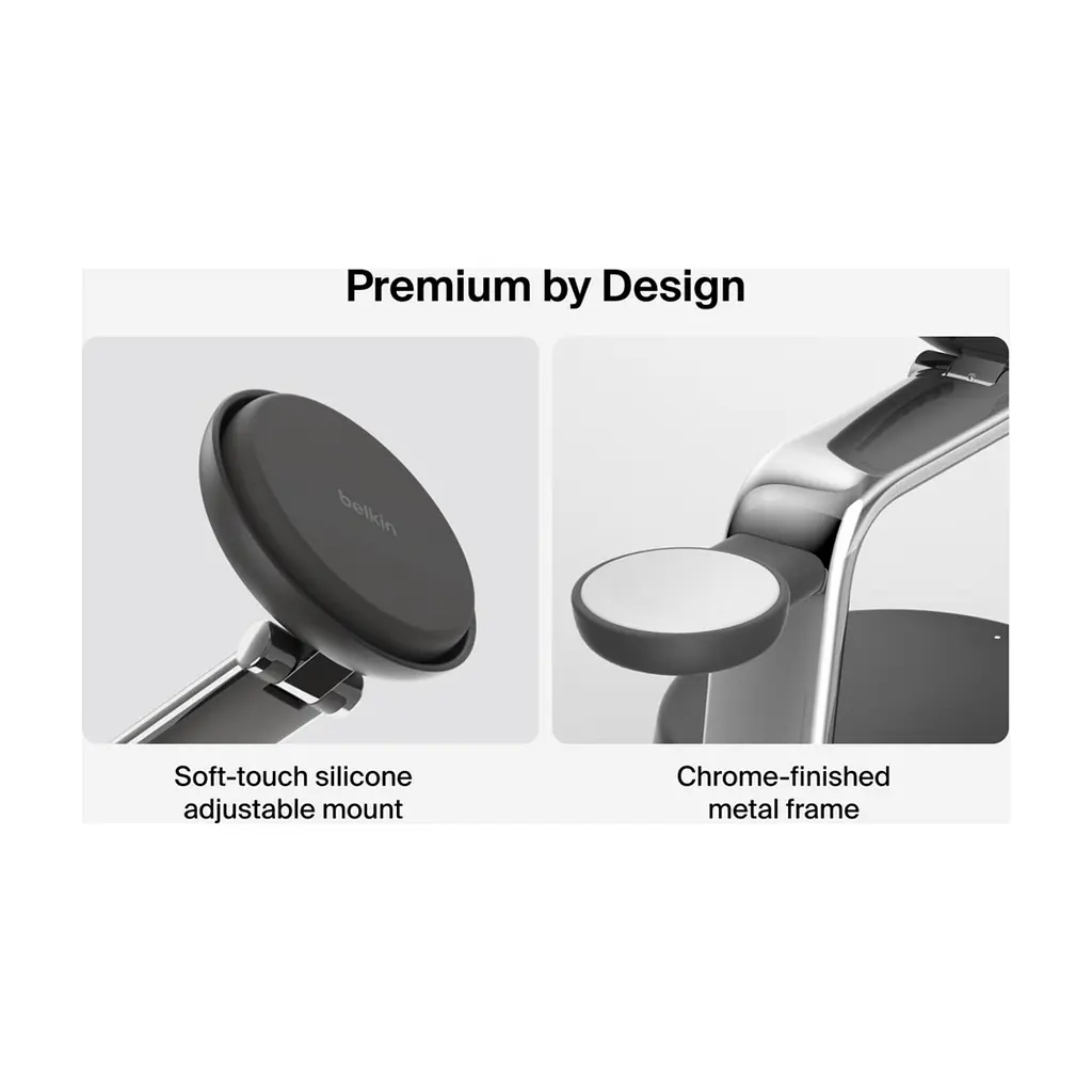 Зарядний пристрій Belkin UltraCharge Pro Wireless 3-in-1 25W charcoal (WIZ040KQCH) - фото 5