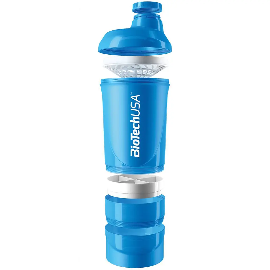 Шейкер BiotechUSA Wave+ Schocking Blue 600 мл (+250 мл+100 мл) (24060201) - фото 2