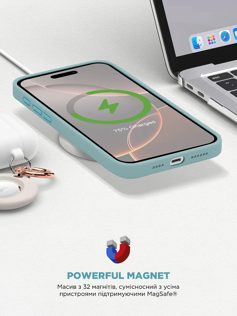 Силиконовый чехол с MagSafe для Apple iPhone 16 Pro Max, ICON2 MagCase, голубой, противоударный, панель с мягкой подкладкой, защита всего корпуса, поддержка беспроводной зарядки, совместим с защитными стеклами и пленками, ArmorStandart (ARM80199) - фото 9