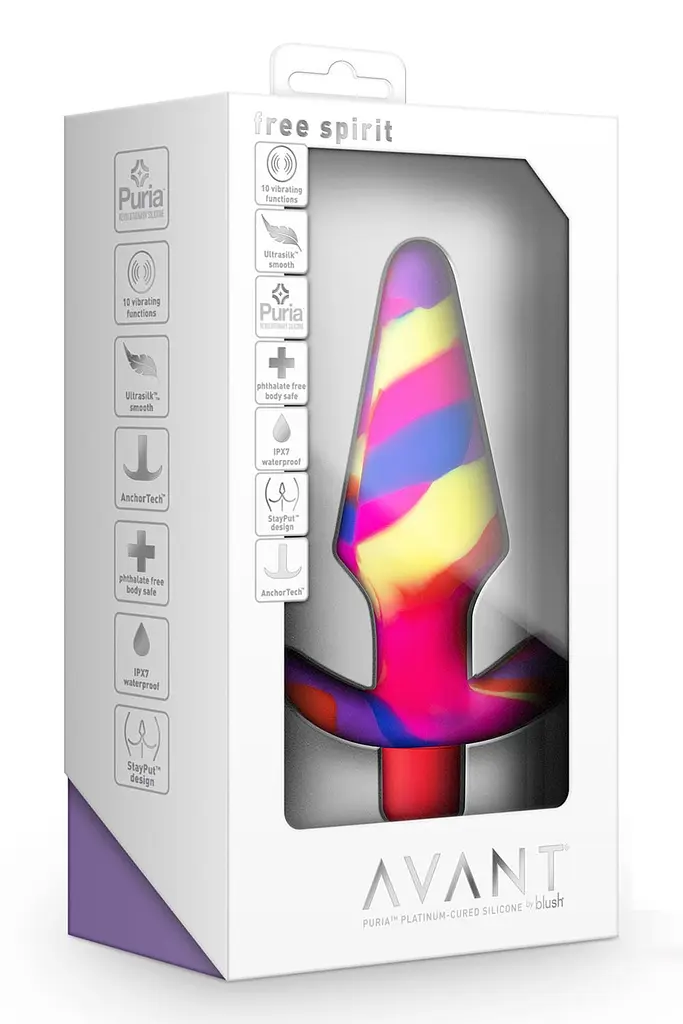Анальна пробка Avant Free Spirit 12.5 см (райдужний) - фото 5
