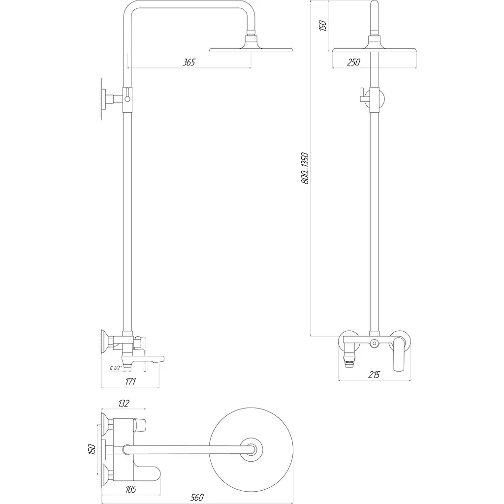 Душова система Globus Lux GLA-0002N-10-BB, Чорний матовий - фото 5