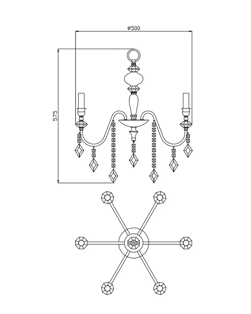 Люстра Edlin PL2417-6 Vanessa E14 6x12W IP20 хром - фото 2