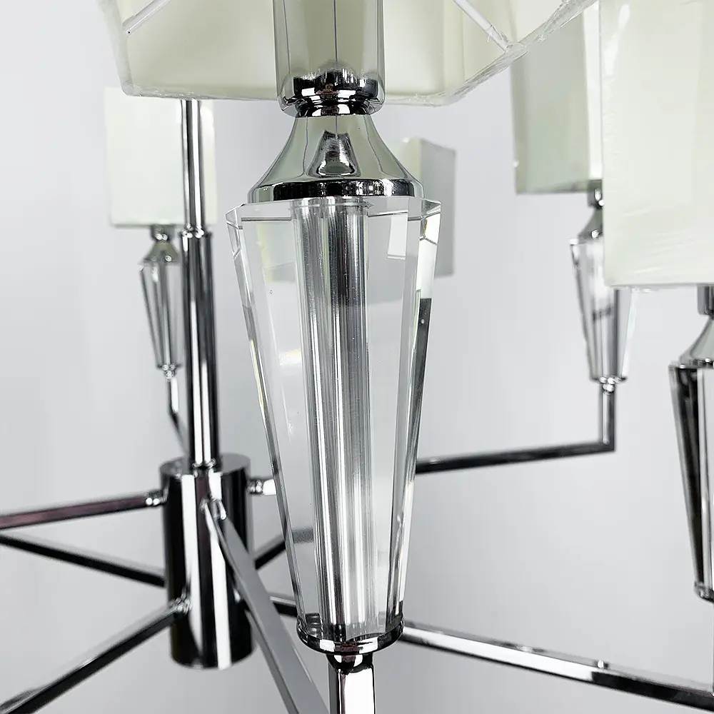 Классическая хромовая люстра с квадратными абажурами Line.F AT 30/8 - фото 5